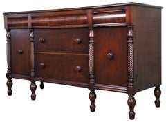 Antiuqe Berkey & Gay American Empire Crotch Mahogany Buffet Sideboard Server