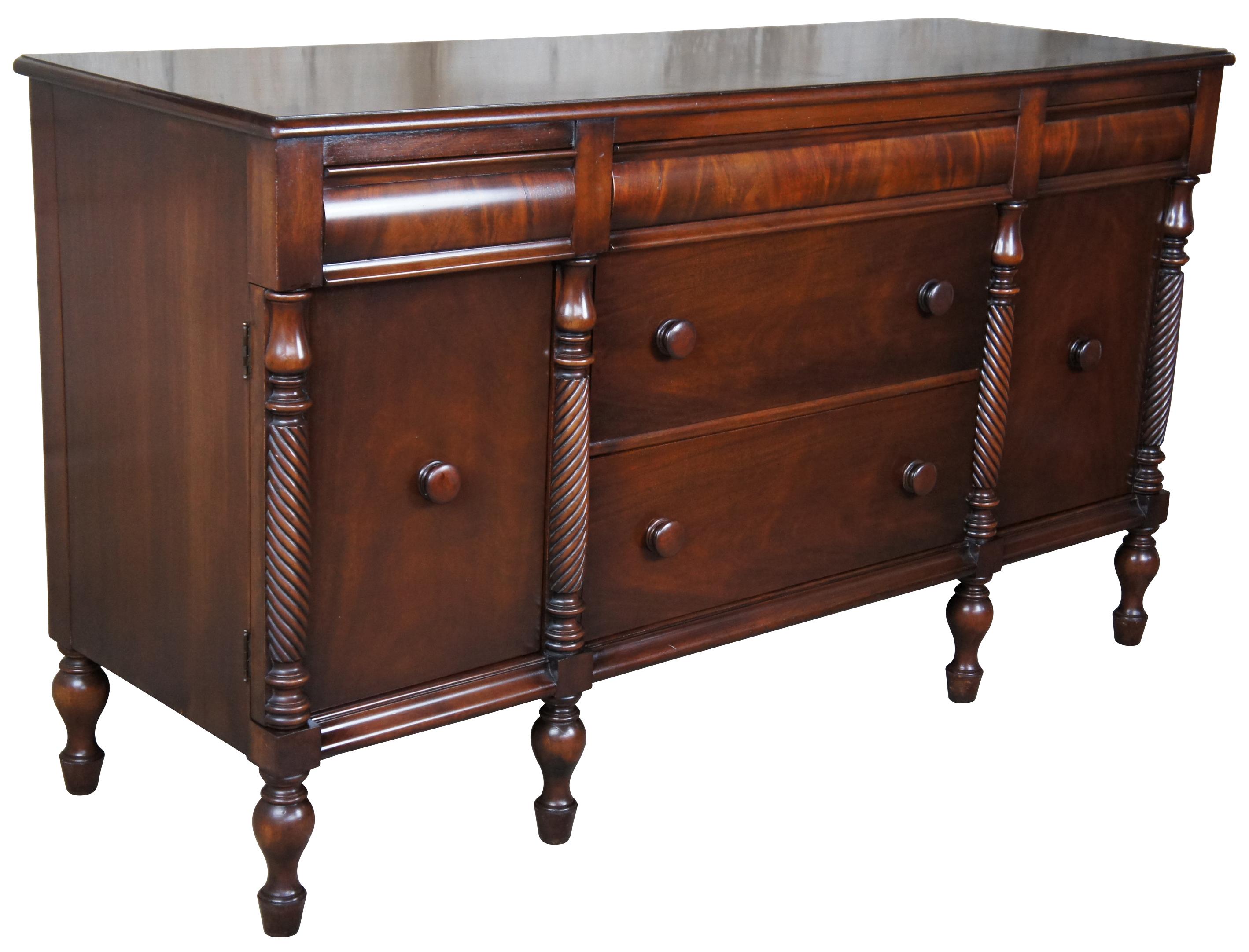 Antiuqe Berkey & Gay American Empire Crotch Mahogany Buffet Sideboard Server In Good Condition In Dayton, OH