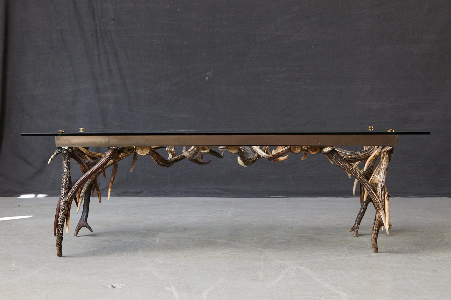 Mid-Century Modern Antler and Brass Coffee Table Attributed to Anthony Redmile, circa 1970s