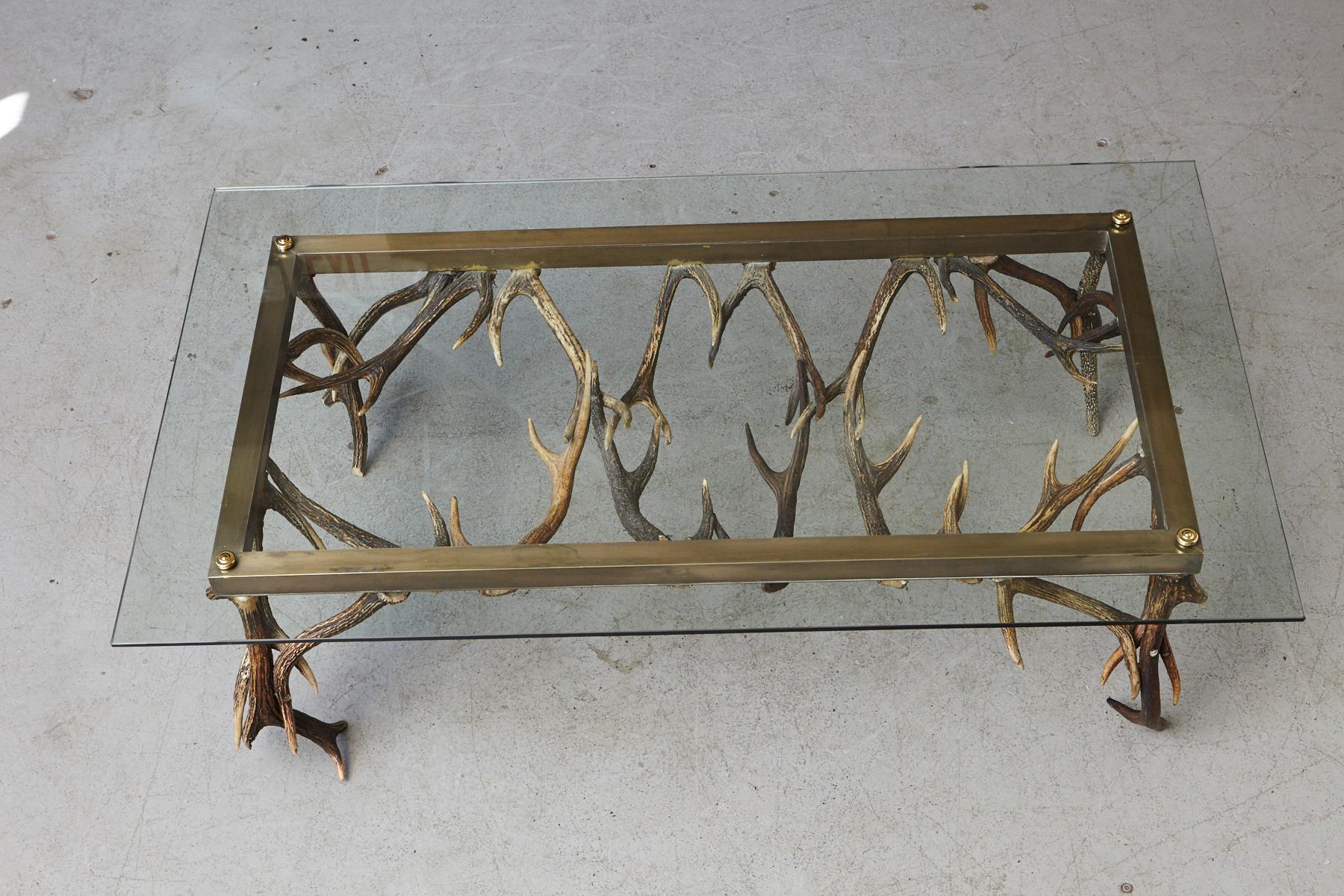 English Antler and Brass Coffee Table Attributed to Anthony Redmile, circa 1970s