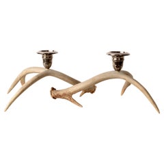 Antler and Silver Candlesticks