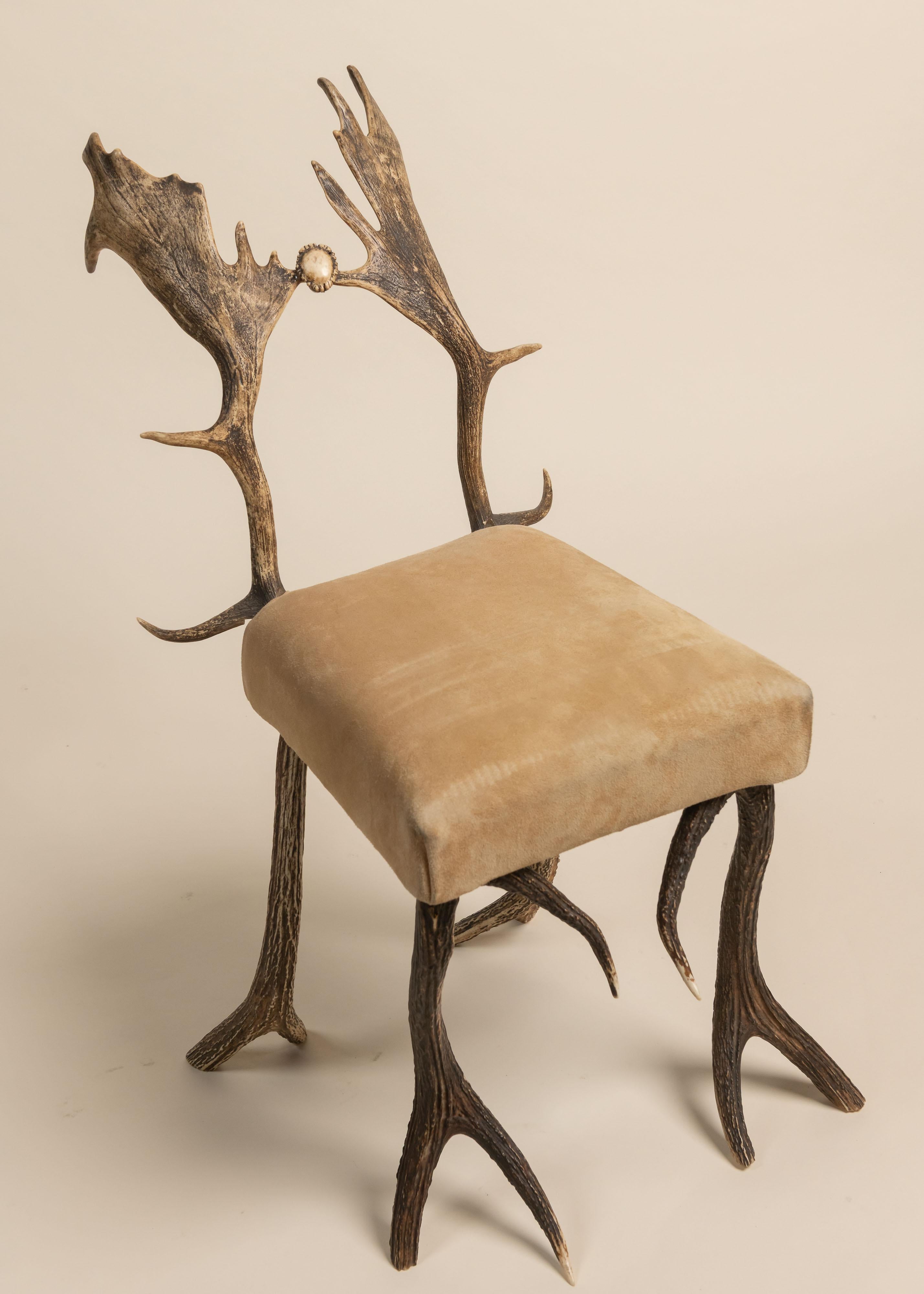 Antler and Suede Chair, 20th Century For Sale 2
