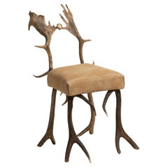 Antler and Suede Chair, 20th Century