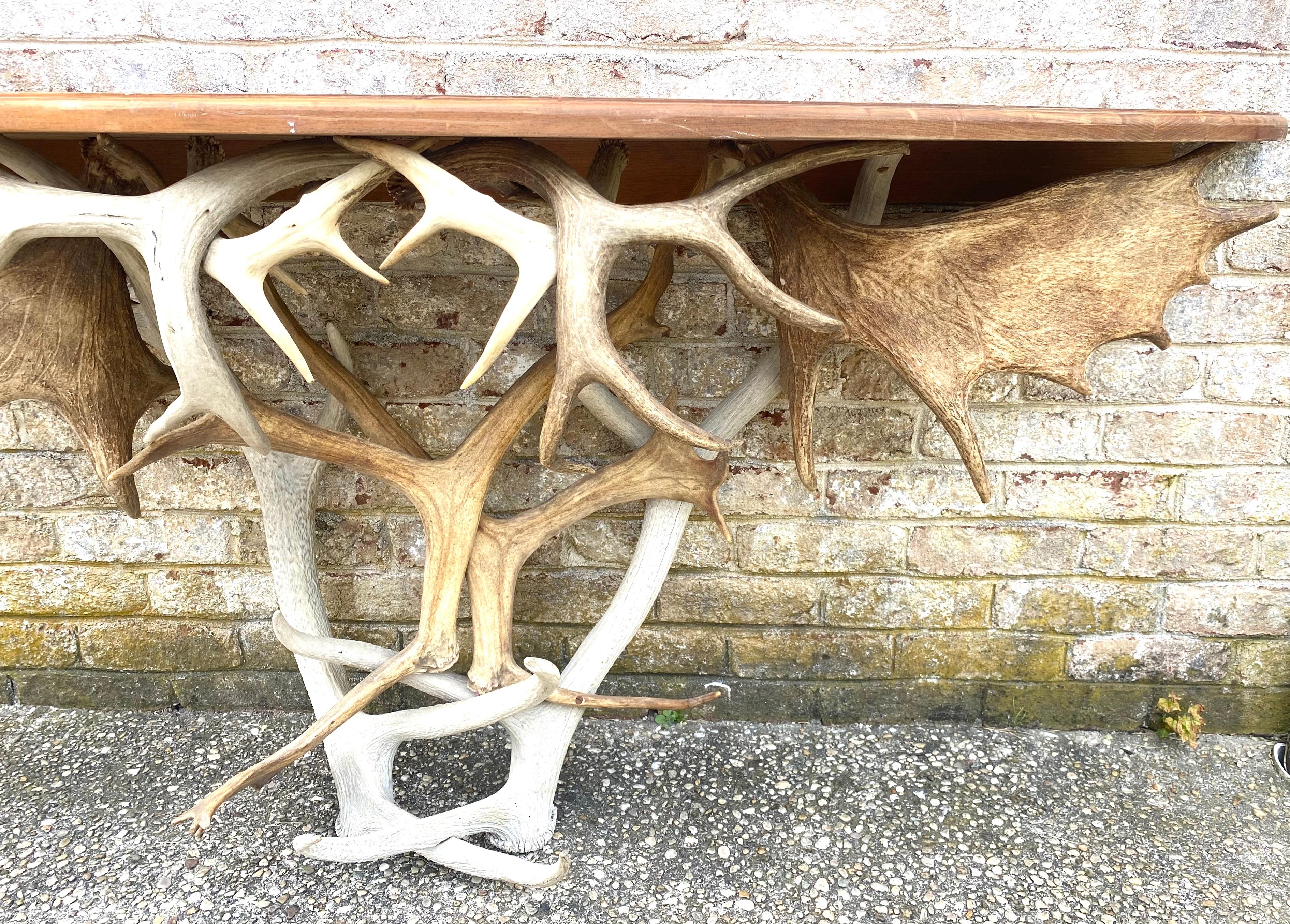 Antler Base Console Table In Good Condition For Sale In East Hampton, NY