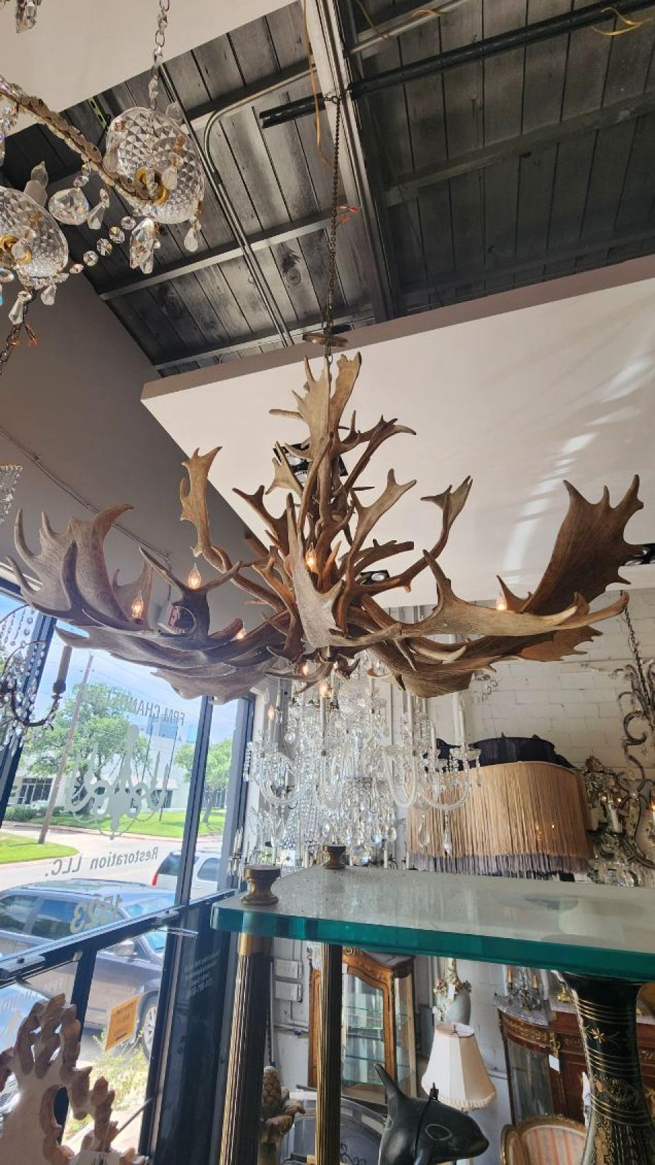 Araña de estilo americano Antler Cabin artesano estadounidense en venta