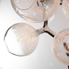 Glass Chandelier, Antler Series - 12 Hand Blown Clear Bubble Orbs - In Stock