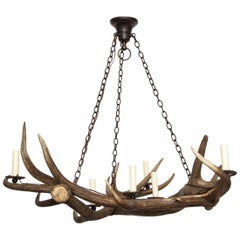 Vintage Antler Chandelier with Eight Candle Lights