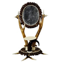 Antler Dressing Table Set with Mirror ca. 1840
