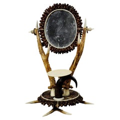 Antler Dressing Table Set with Mirror ca. 1840