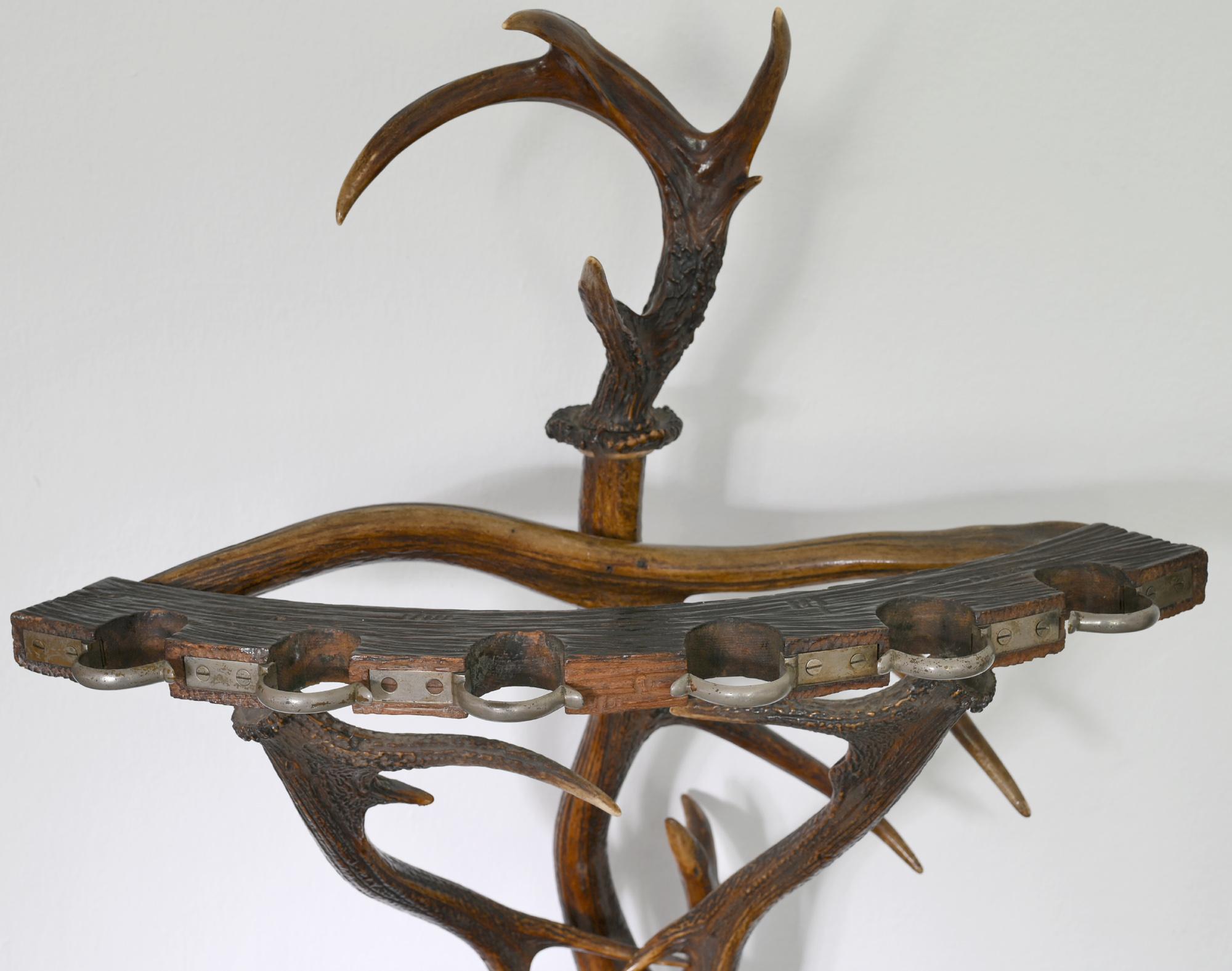 Czech 19th Century, European, Antler Gun Rack and Stand, Brown, Wood For Sale