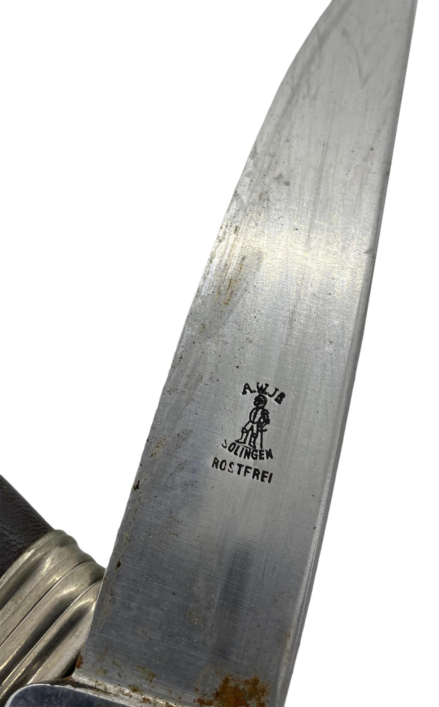 Antler Handle Fixed Blade Knife with Leather Sheath Vintage German Folk Art 1