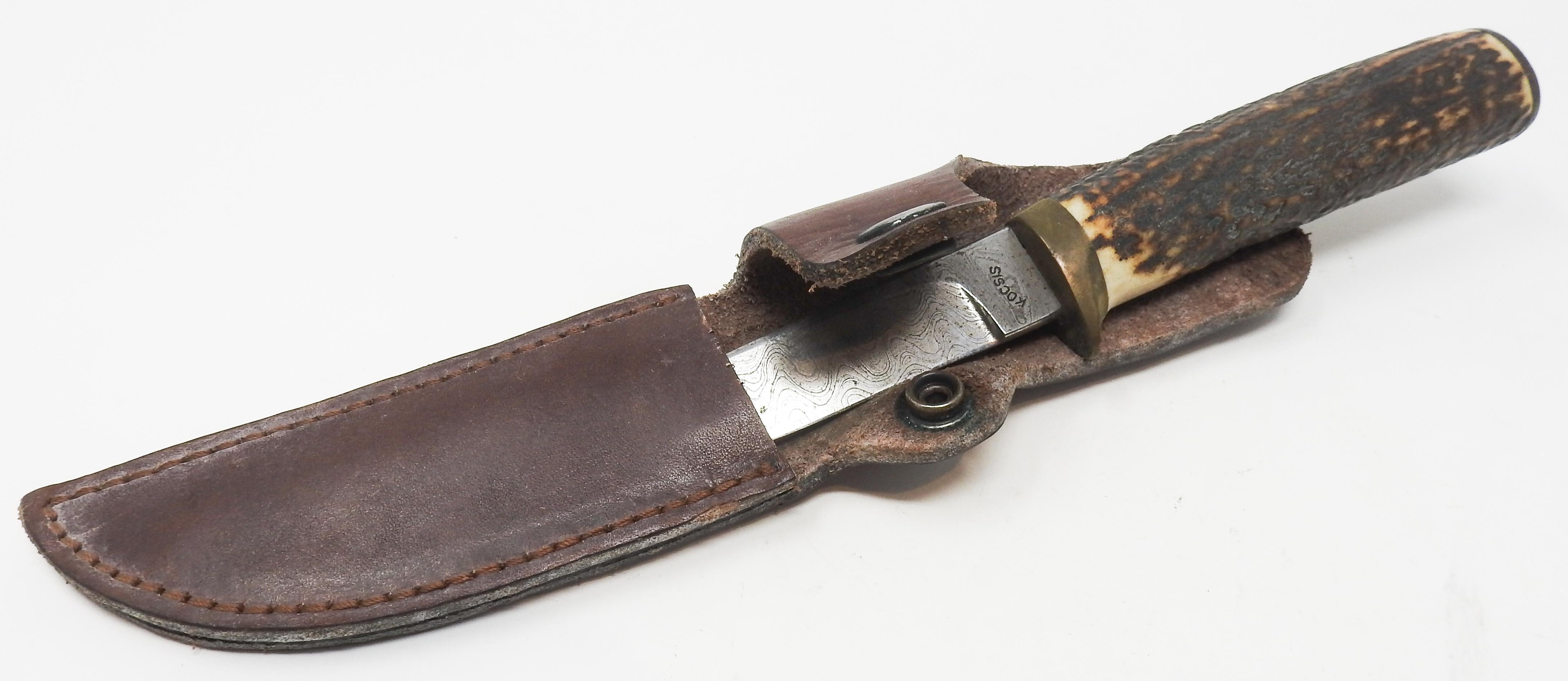 Antler Handle Short Knife with Leather Sheath For Sale at 1stDibs ...