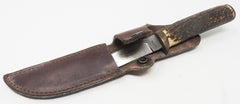 Antler Handle Short Knife with Leather Sheath