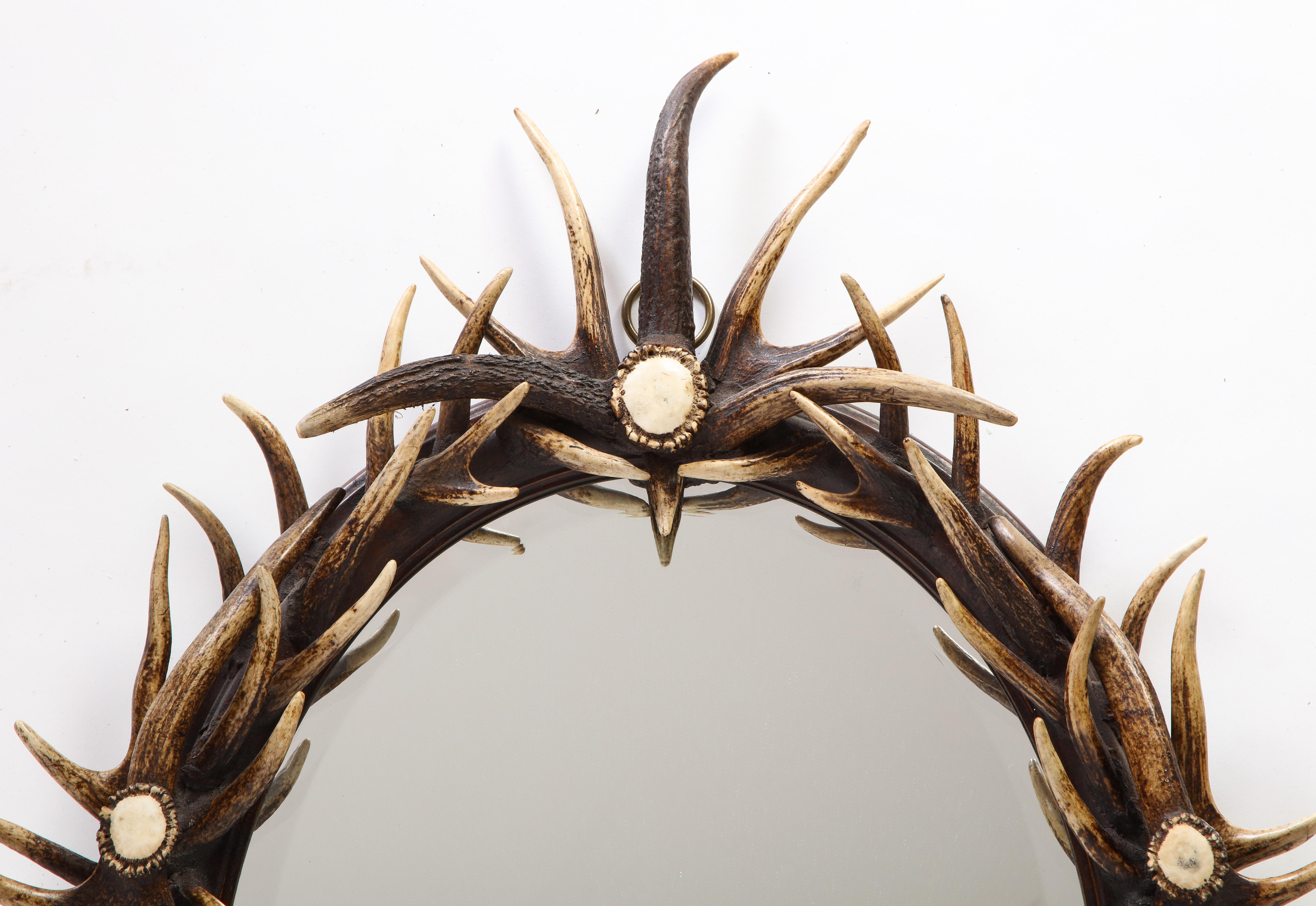 Antler-Mounted Mirror, 20th Century In Good Condition In New York, NY