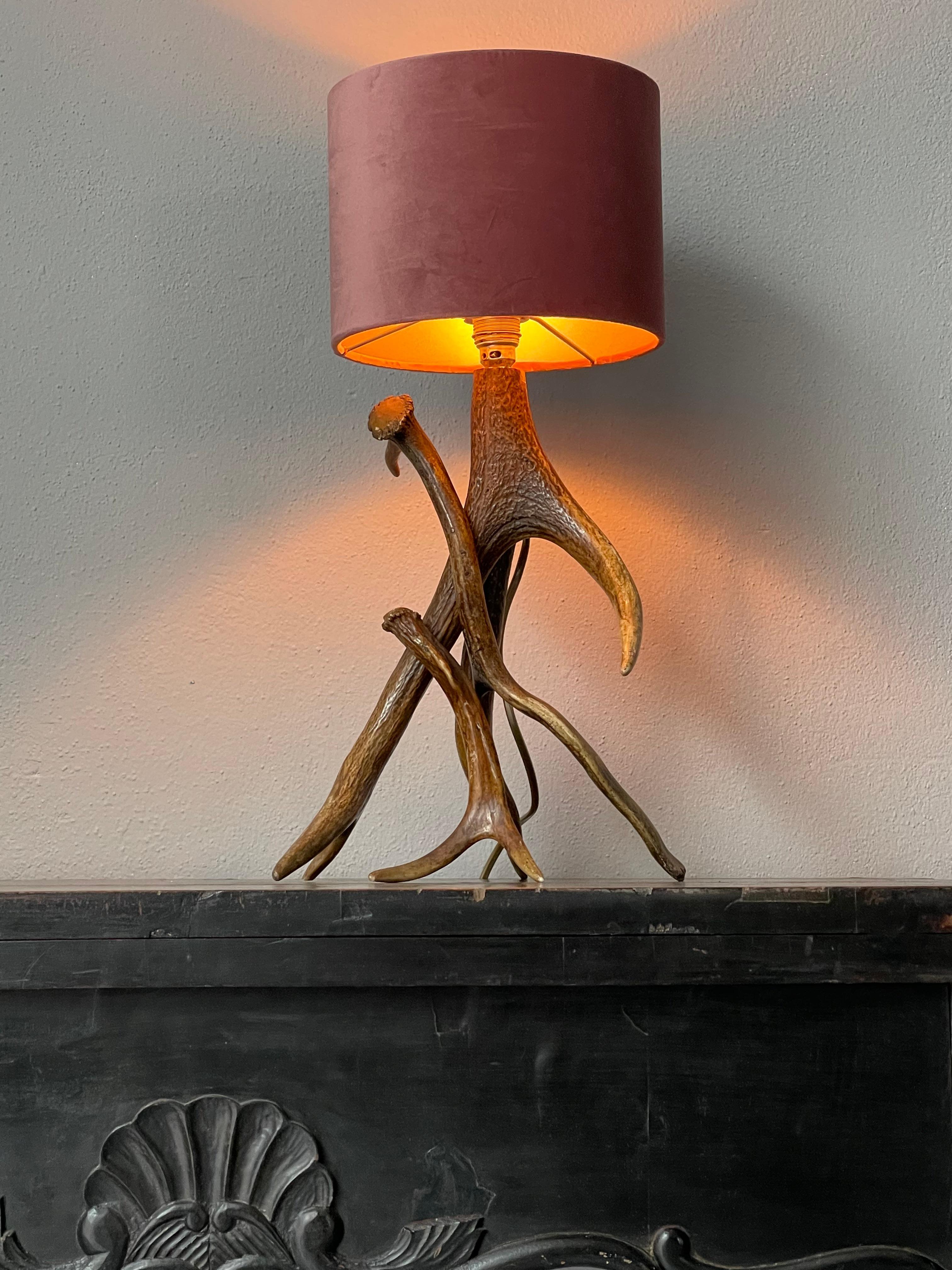 Lamp with velvet Shade.
