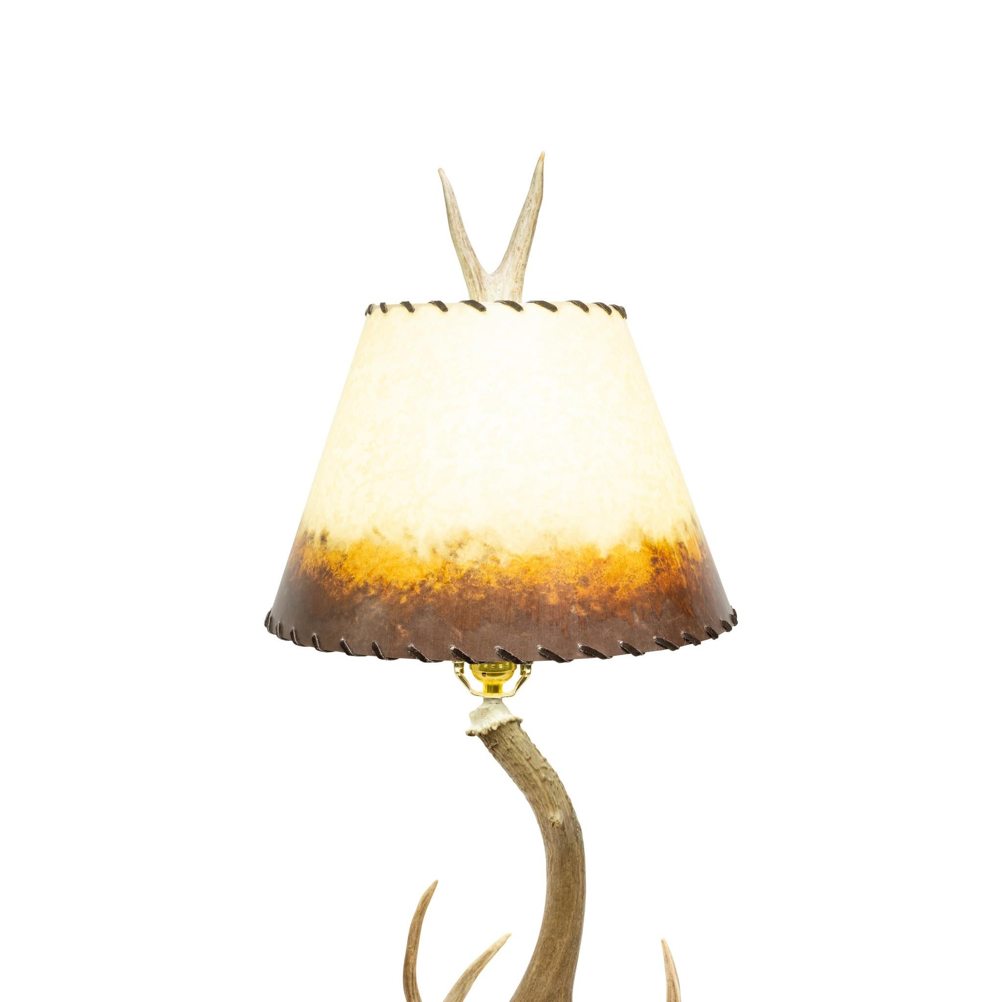 American Antler Table Lamp with Shade For Sale