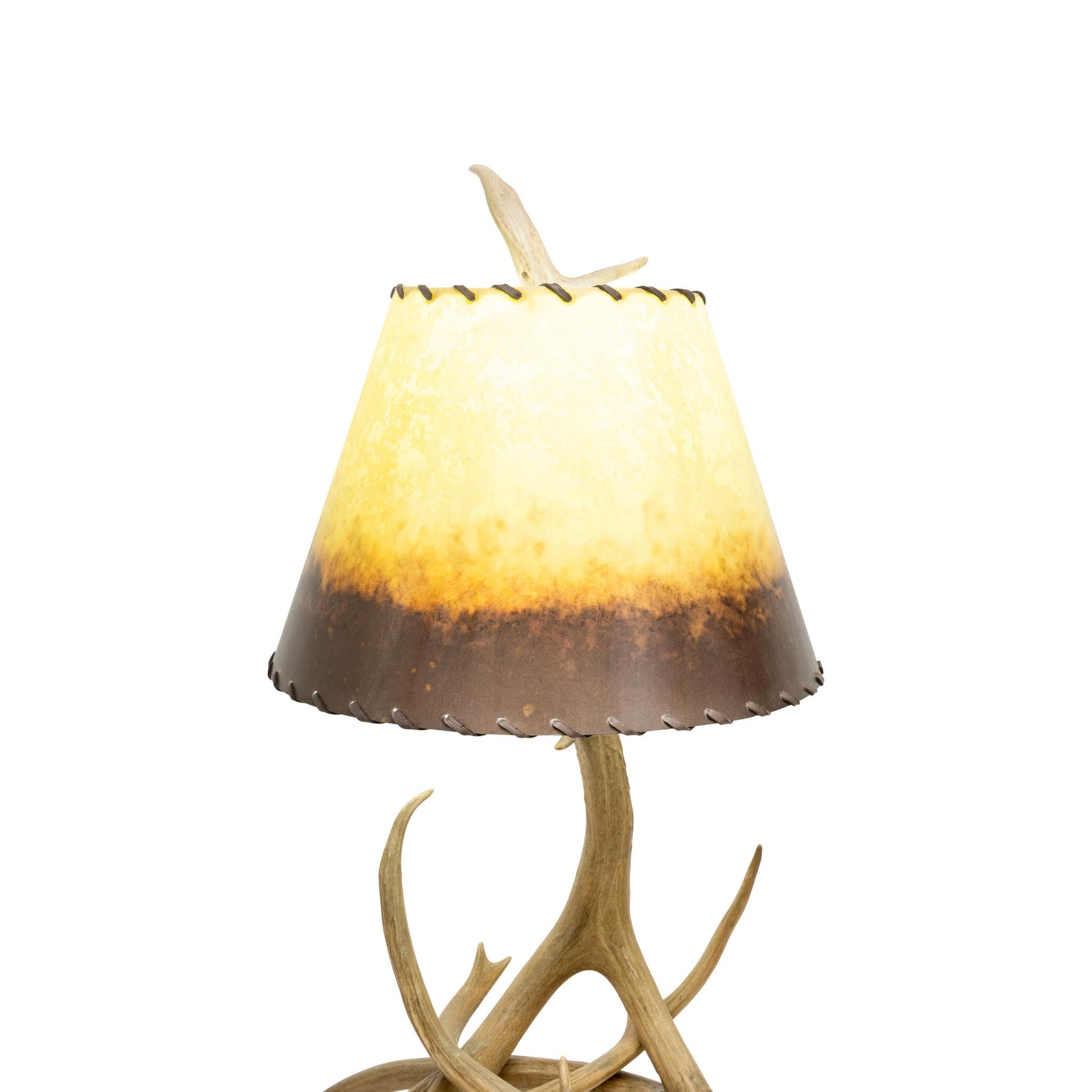 American Antler Table Lamp with Shade For Sale