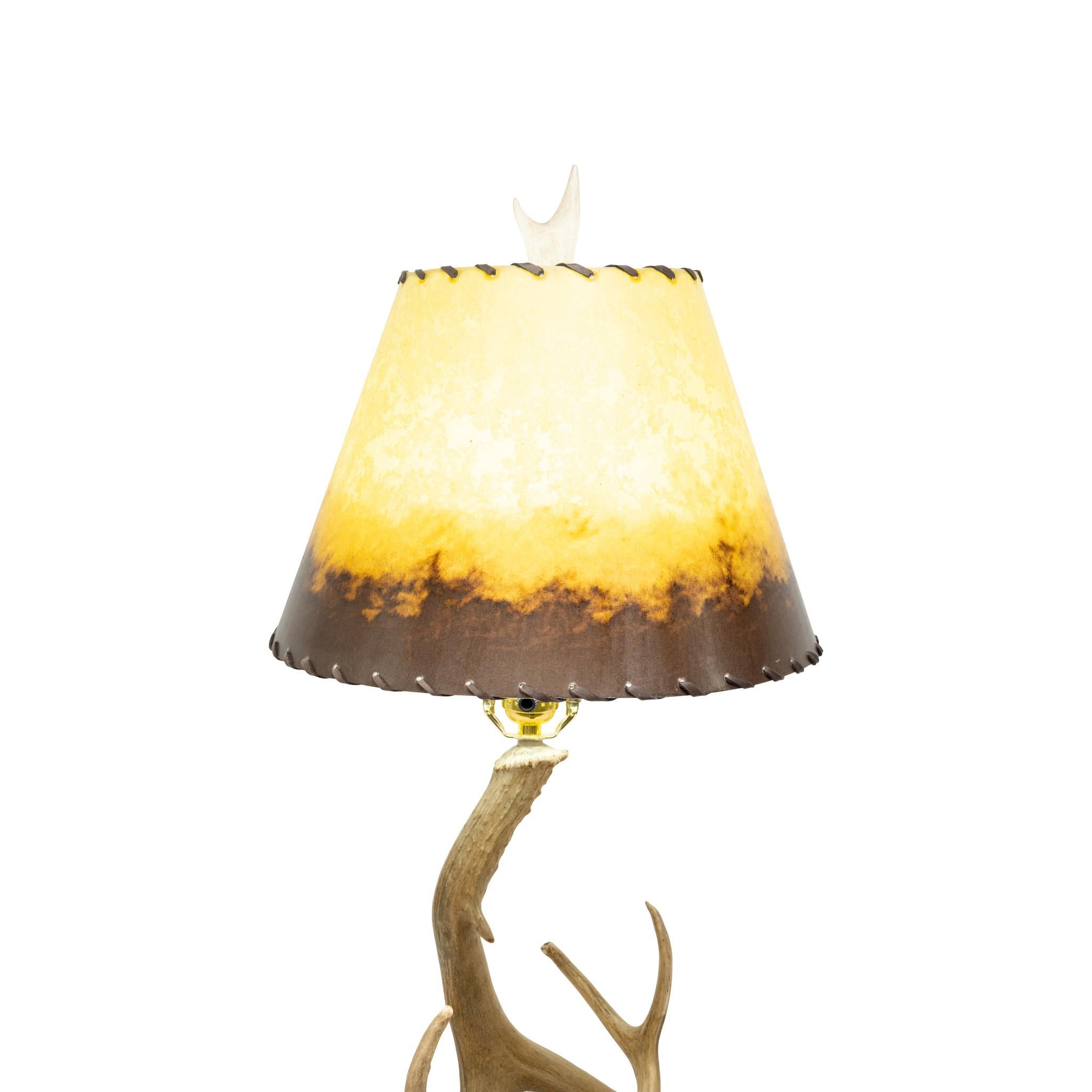 American Antler Table Lamp with Shade For Sale