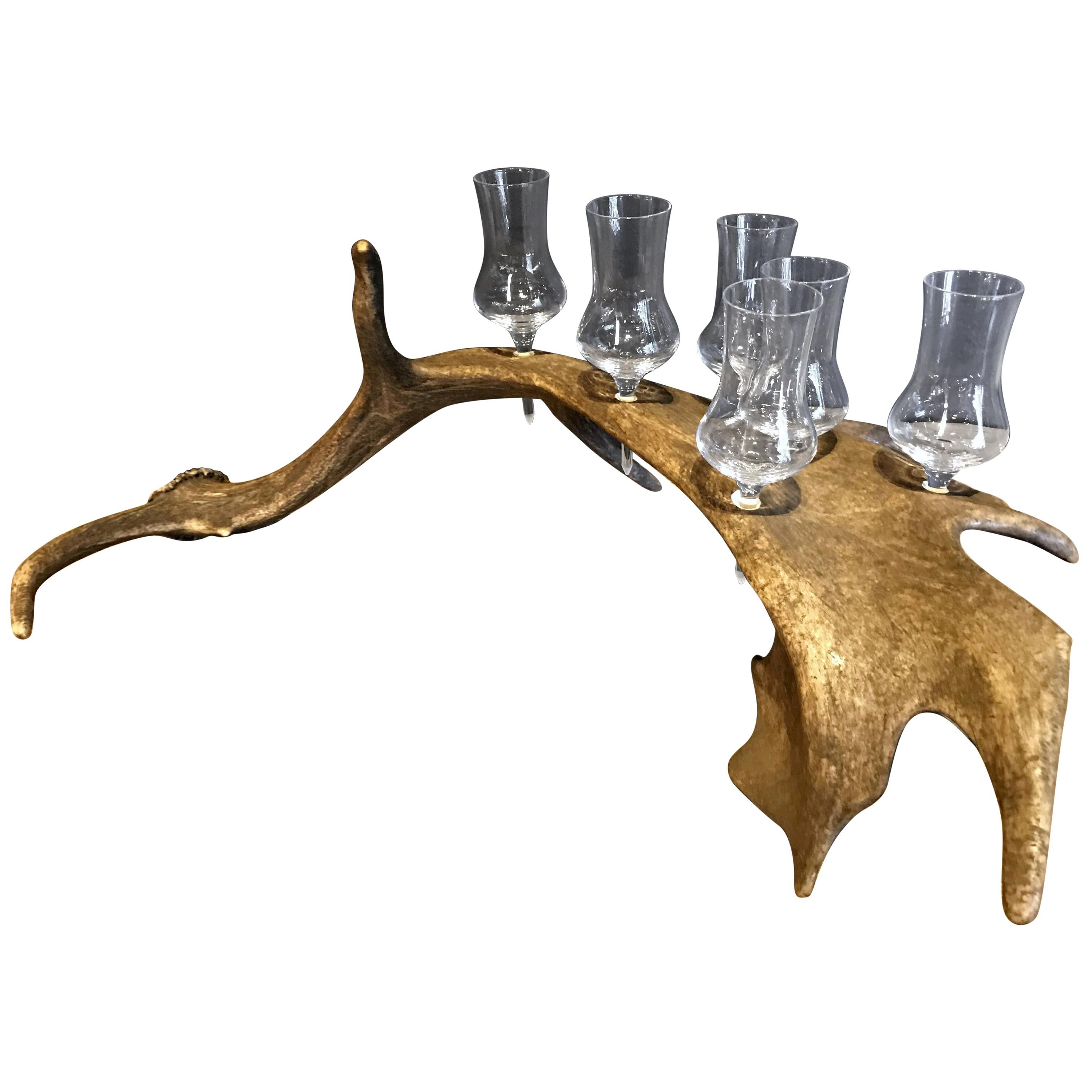 Antler Tray with Shot Glasses For Sale