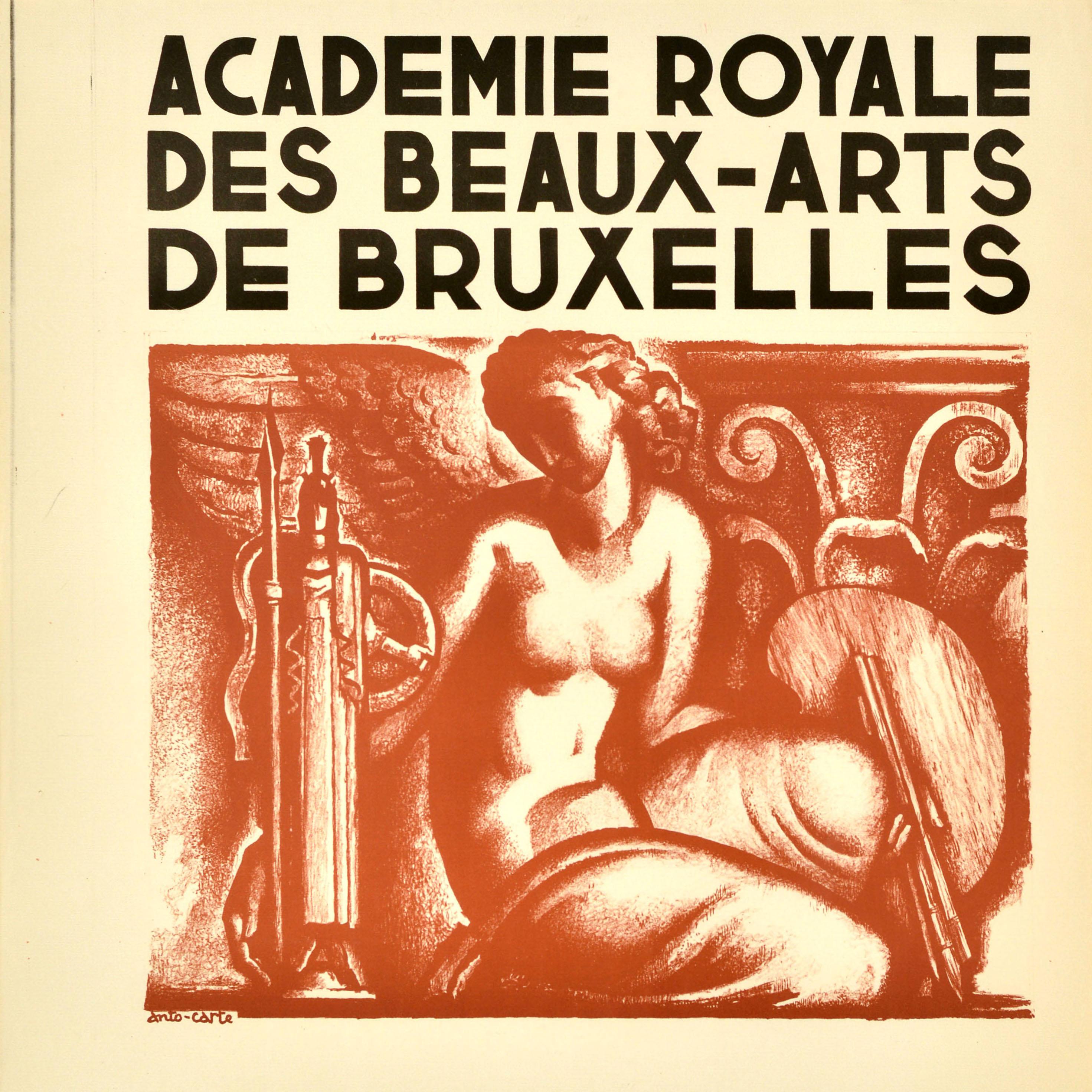 Original-Vintage-Werbeplakat Royal Academy of Fine Arts Brüssel, Carte (Orange), Print, von Anto Carte