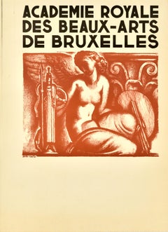 Original-Vintage-Werbeplakat Royal Academy of Fine Arts Brüssel, Carte
