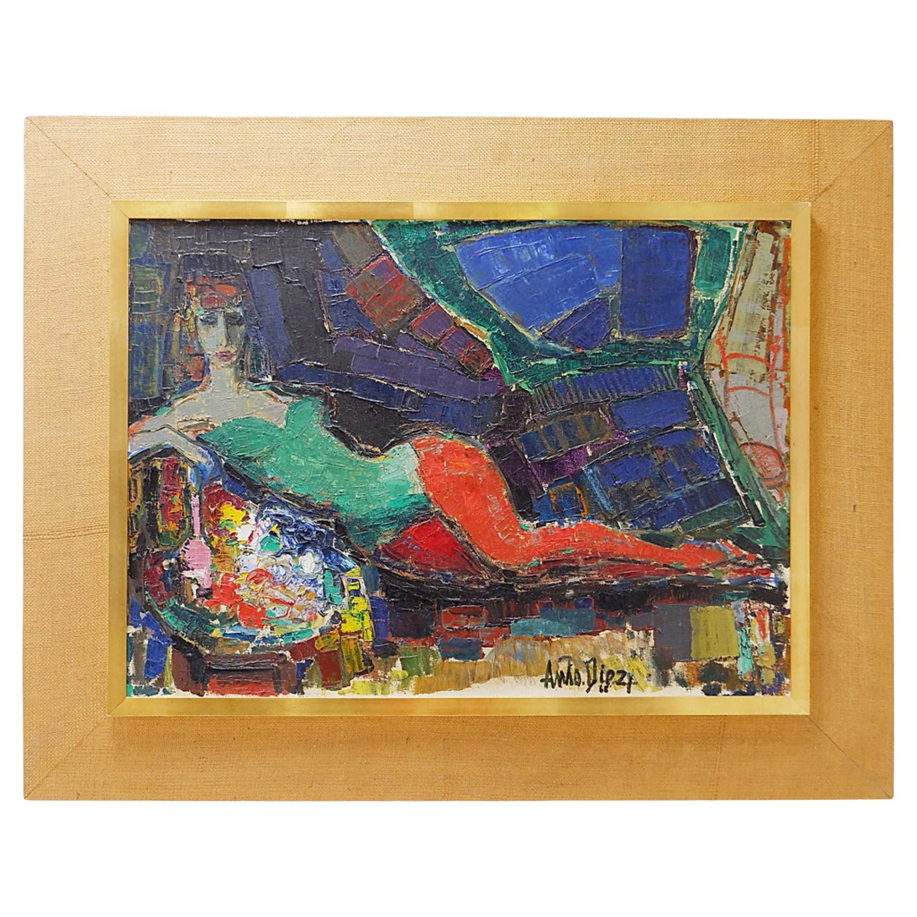 Anto Diez (1914-1992) "Circus Danseres" 1968 painting on canvas