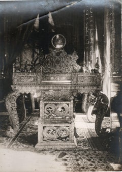 The throne of the Qajar emperor in Golestan Palace. 22.5x16.5 cm.