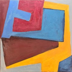 Vintage Gelb-Rot-Blau-Braun, Tachiste Abstract