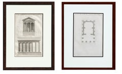 Antique 18th Century Pair of Du Temple de la Fortune Virile Facade and Floor Plan