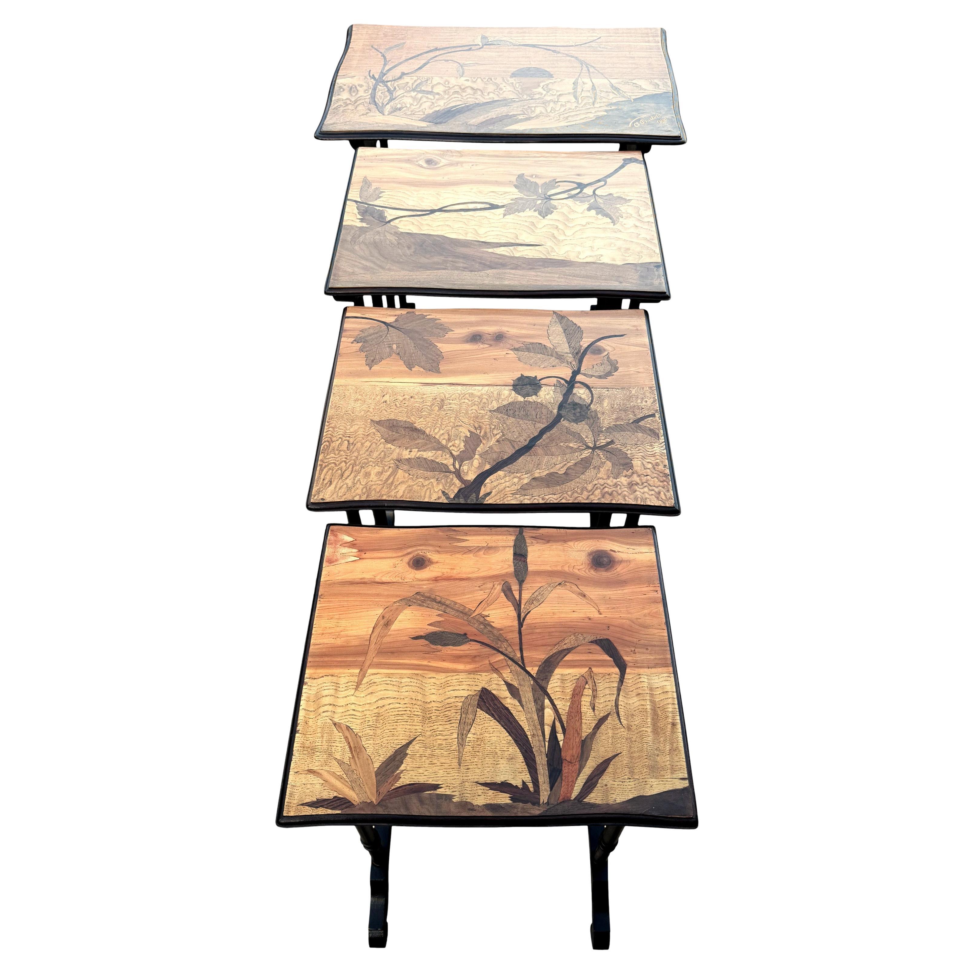 Antoine BASTEL Art Nouveau Nesting Tables, Emile Galle