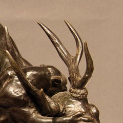 Panthère Saissant un Cerf (Panther Seizing a Stag) - Bronze with Black Patina