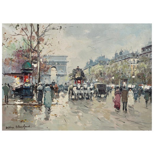 Champs Elysees Avenue, Paris Greeting Card by Antoine Blanchard