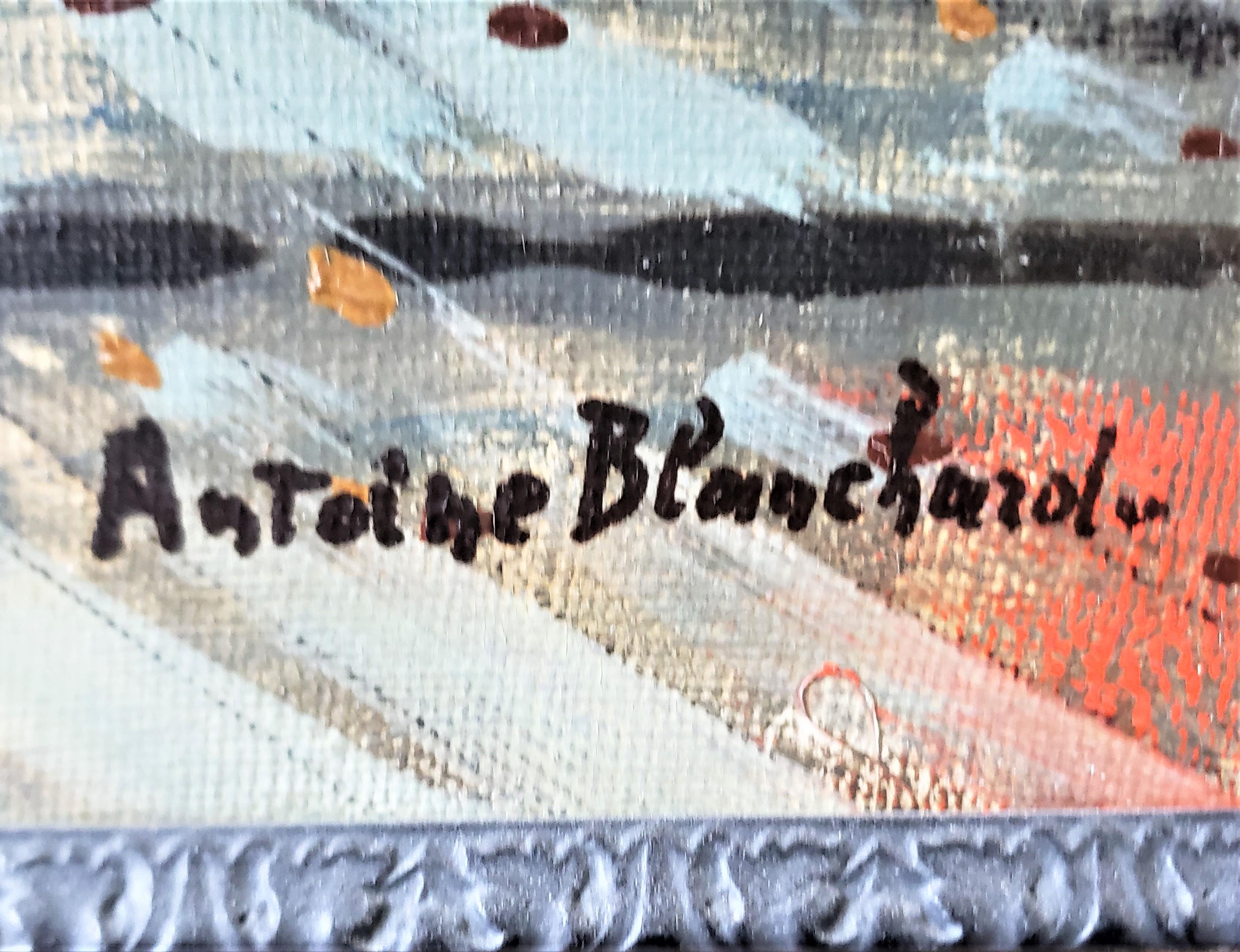 Peint à la main Peinture à l'huile sur toile originale d'Antoine Blanchard représentant une scène de rue parisienne en vente