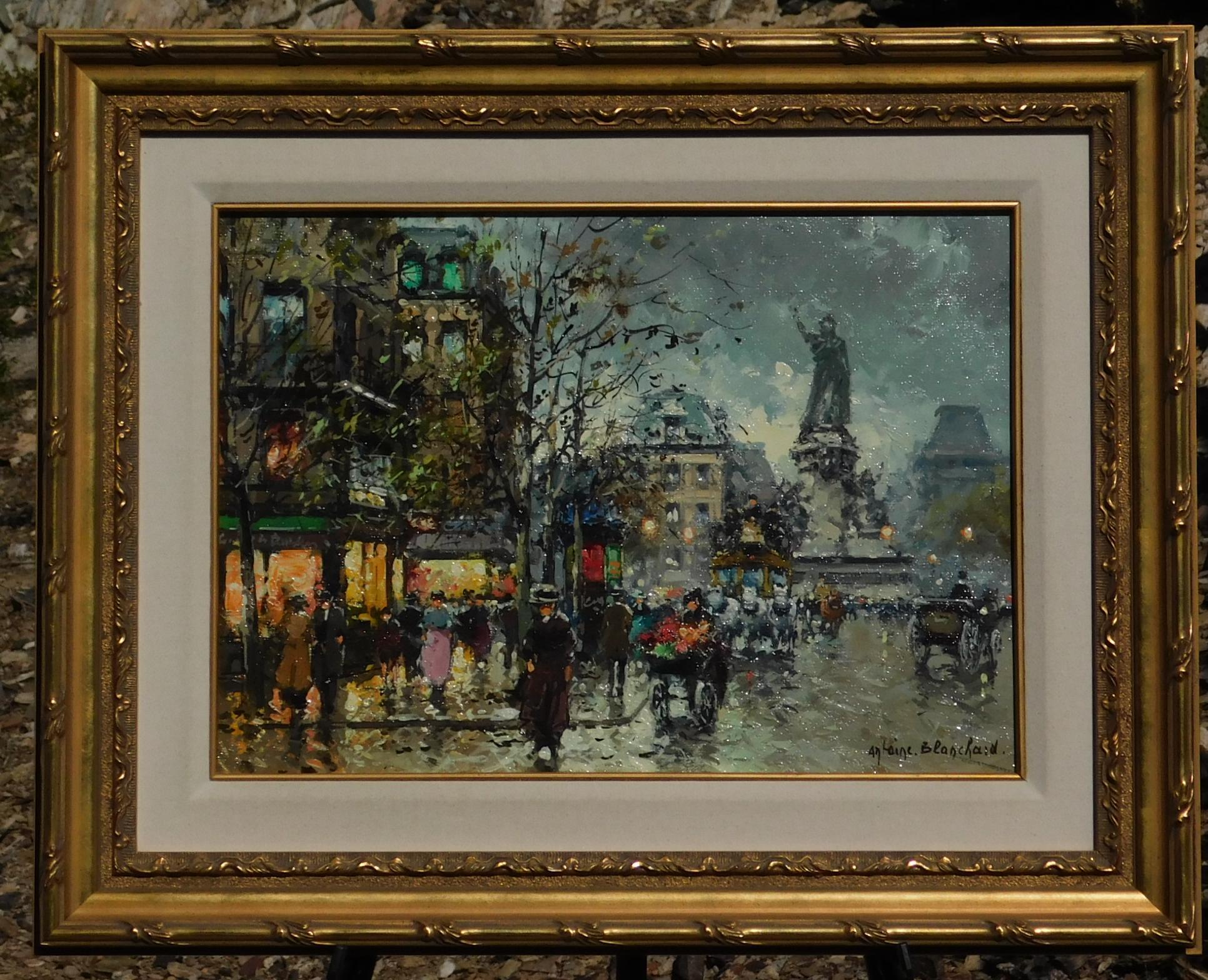 20th Century Antoine Blanchard Original Oil on Canvas, Place De La Republique, Paris