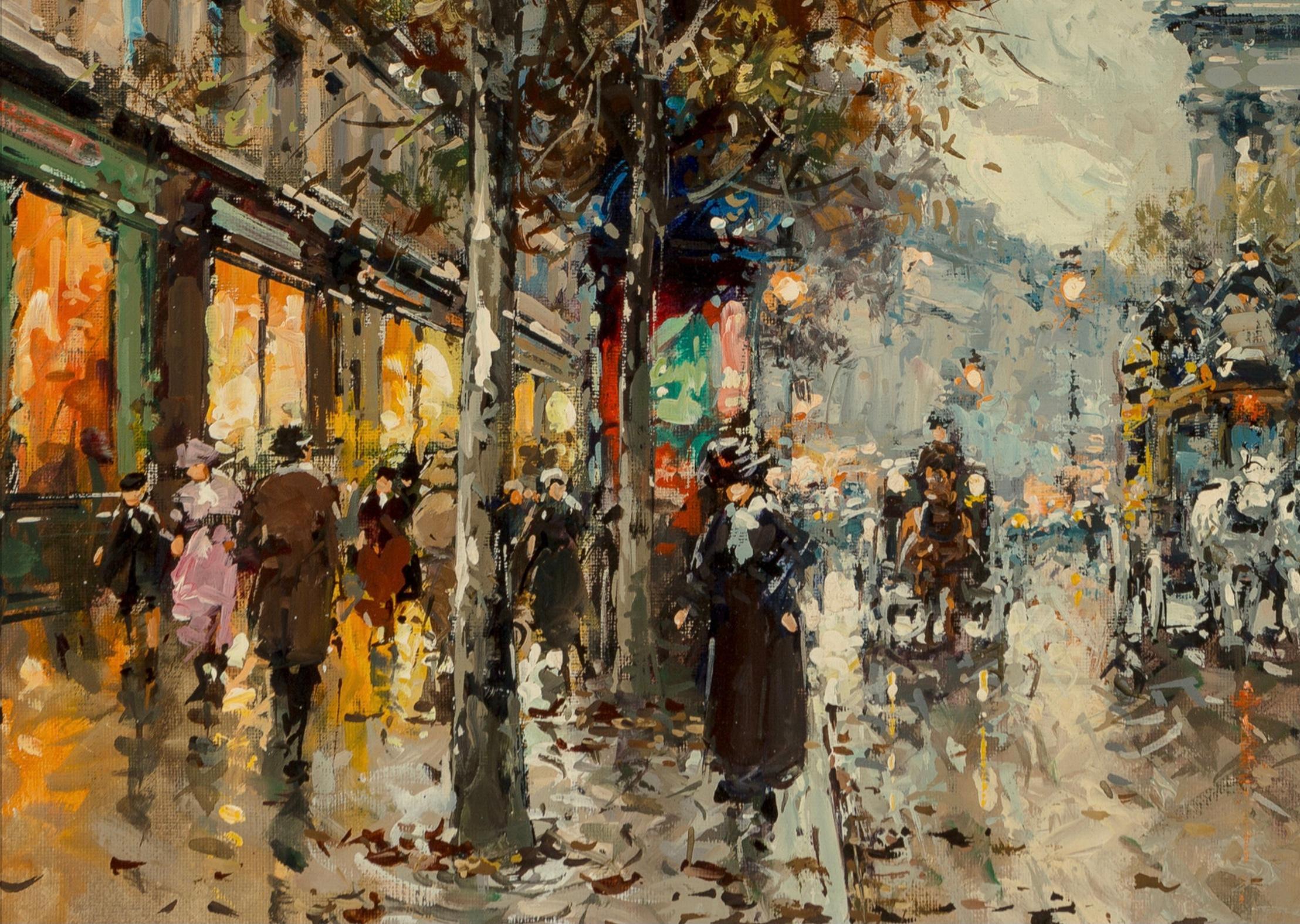 Antoine Blanchard “Boulevard De La Madeleine” 18x21 For Sale 2