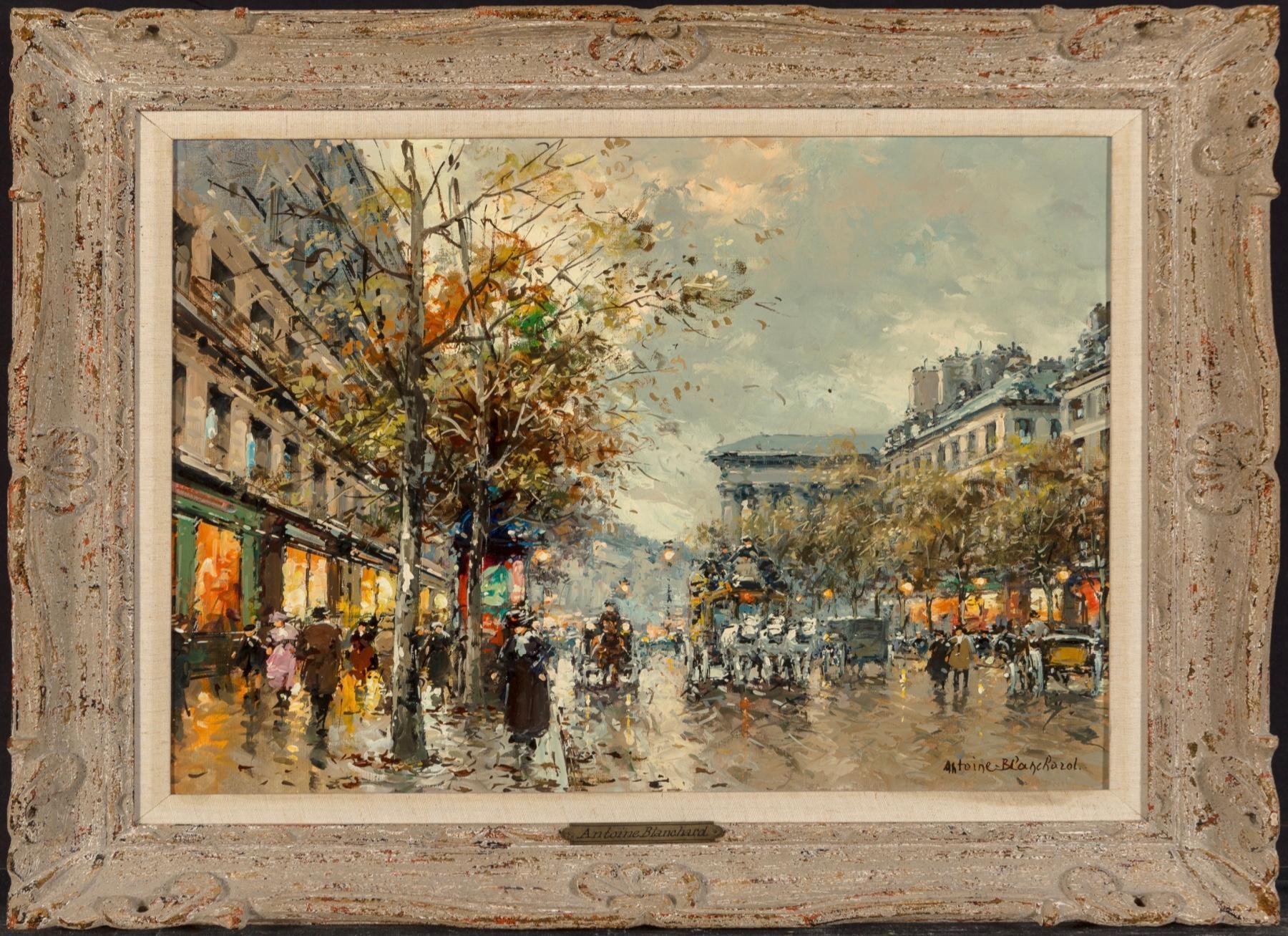 Antoine Blanchard “Boulevard De La Madeleine” 18x21 For Sale 5