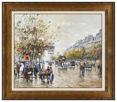 Antoine Blanchard Oil Painting On Canvas Original Paris France Landscape Framed