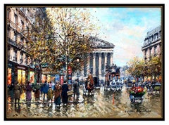 Antoine Blanchard Original Painting Oil On Canvas Paris France Cityscape Signed