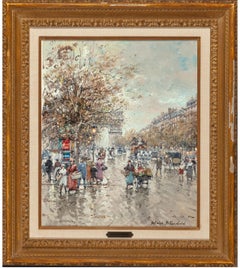 Antonie Blanchard "Arc De Triomphe" 18x15 Inches, o/c French Paris Street Scene
