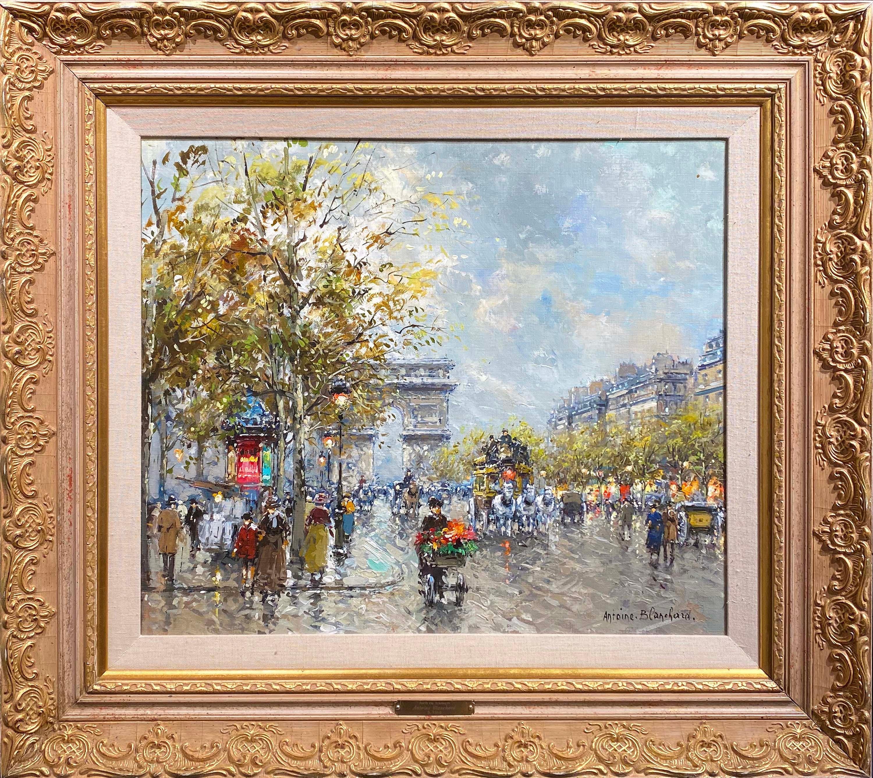 Avenue des Champs-Elysses, Paris - Painting by Antoine Blanchard