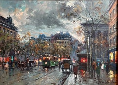 "Boulevard de la Madeleine," Antoine Blanchard, Paris French Street Scene