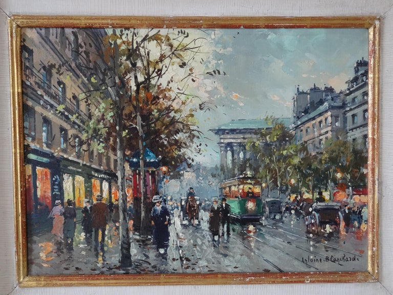 Boulevard de la Madeleine  Oil on canvas, 33,3x46 cm - Expressionist Painting by Antoine Blanchard