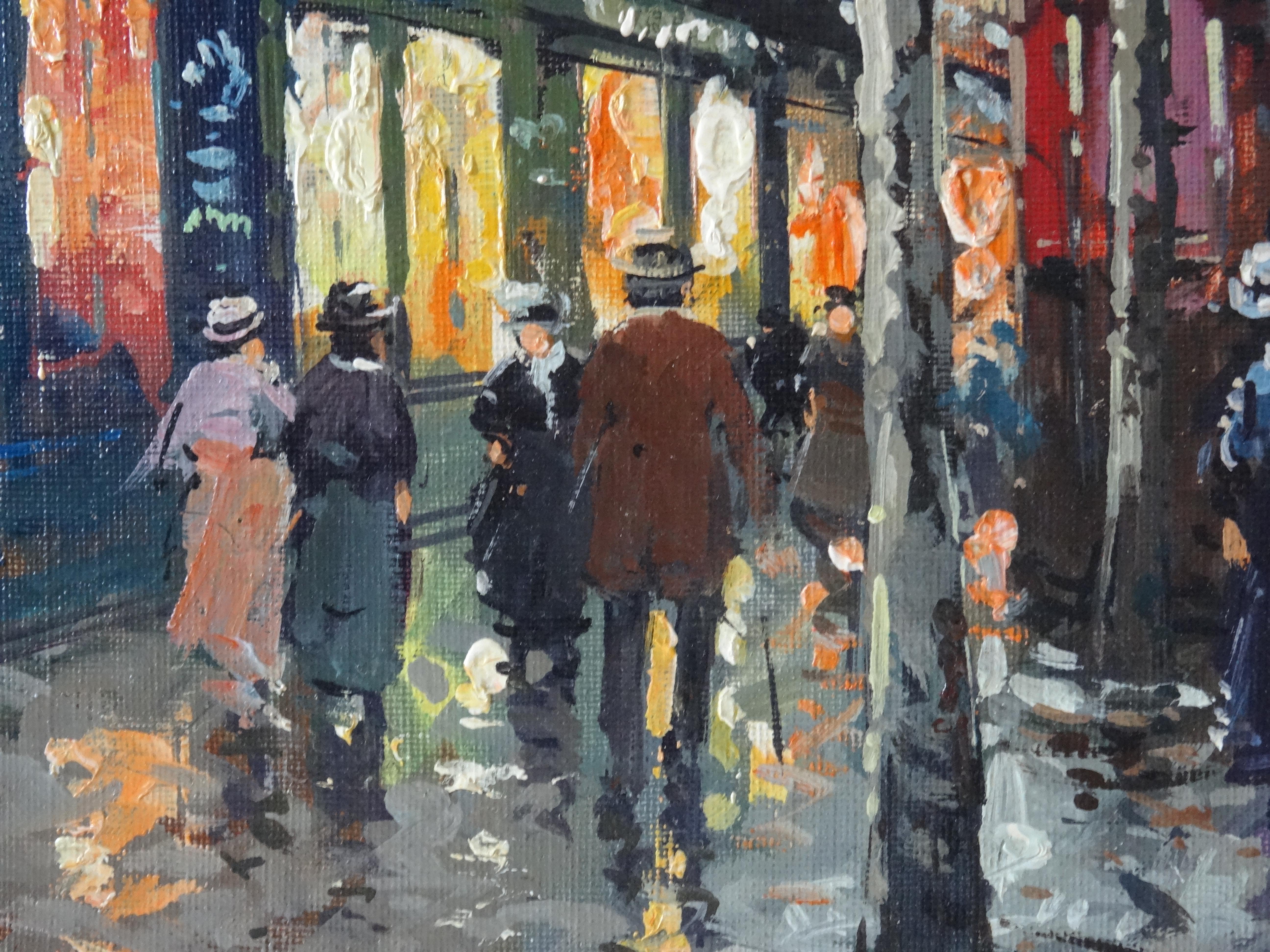 Boulevard de la Madeleine  Oil on canvas, 33, 3x46 cm - Expressionist Painting by Antoine Blanchard