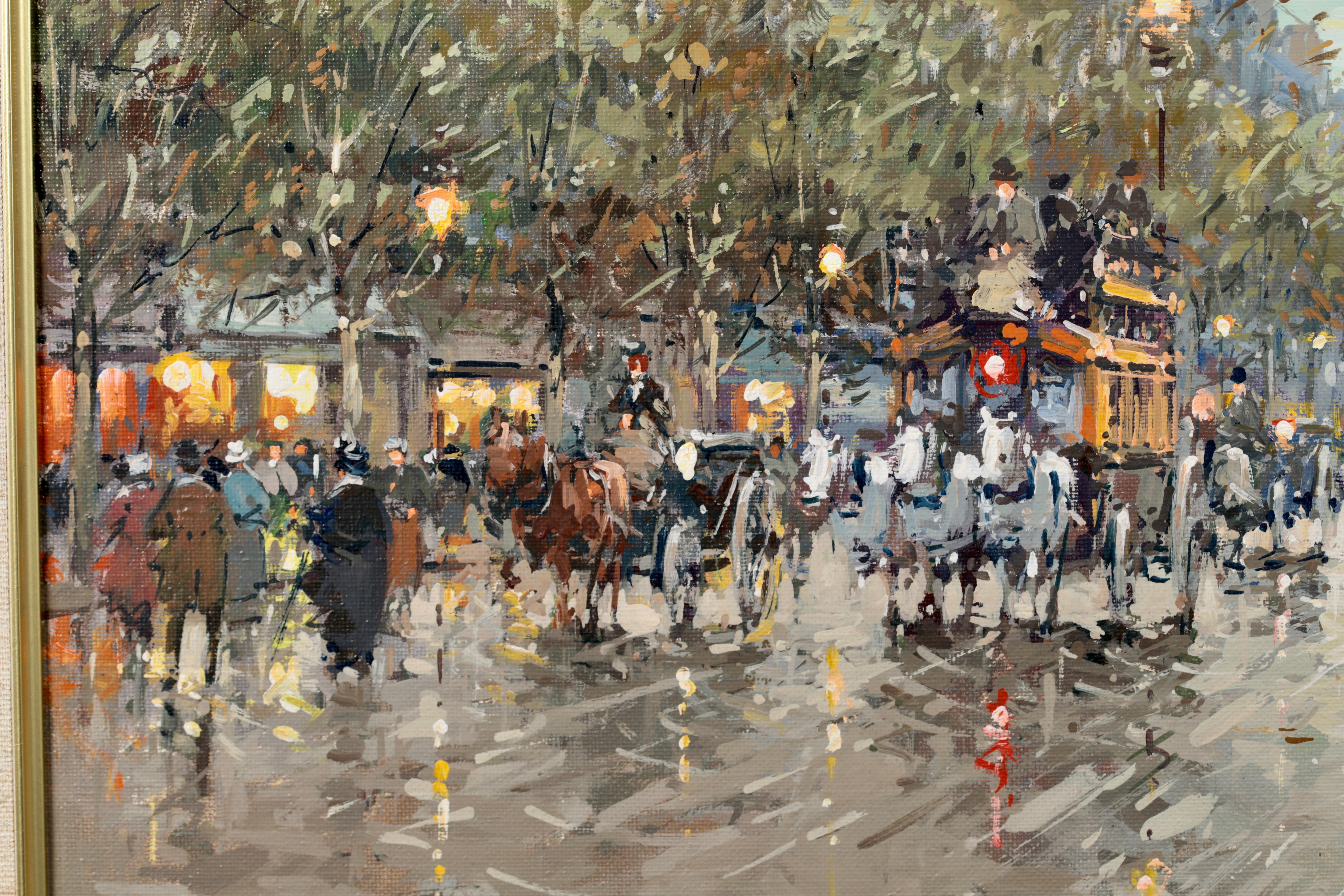 Boulevard Haussmann - Post Impressionist Painting by Antoine Blanchard For Sale 6