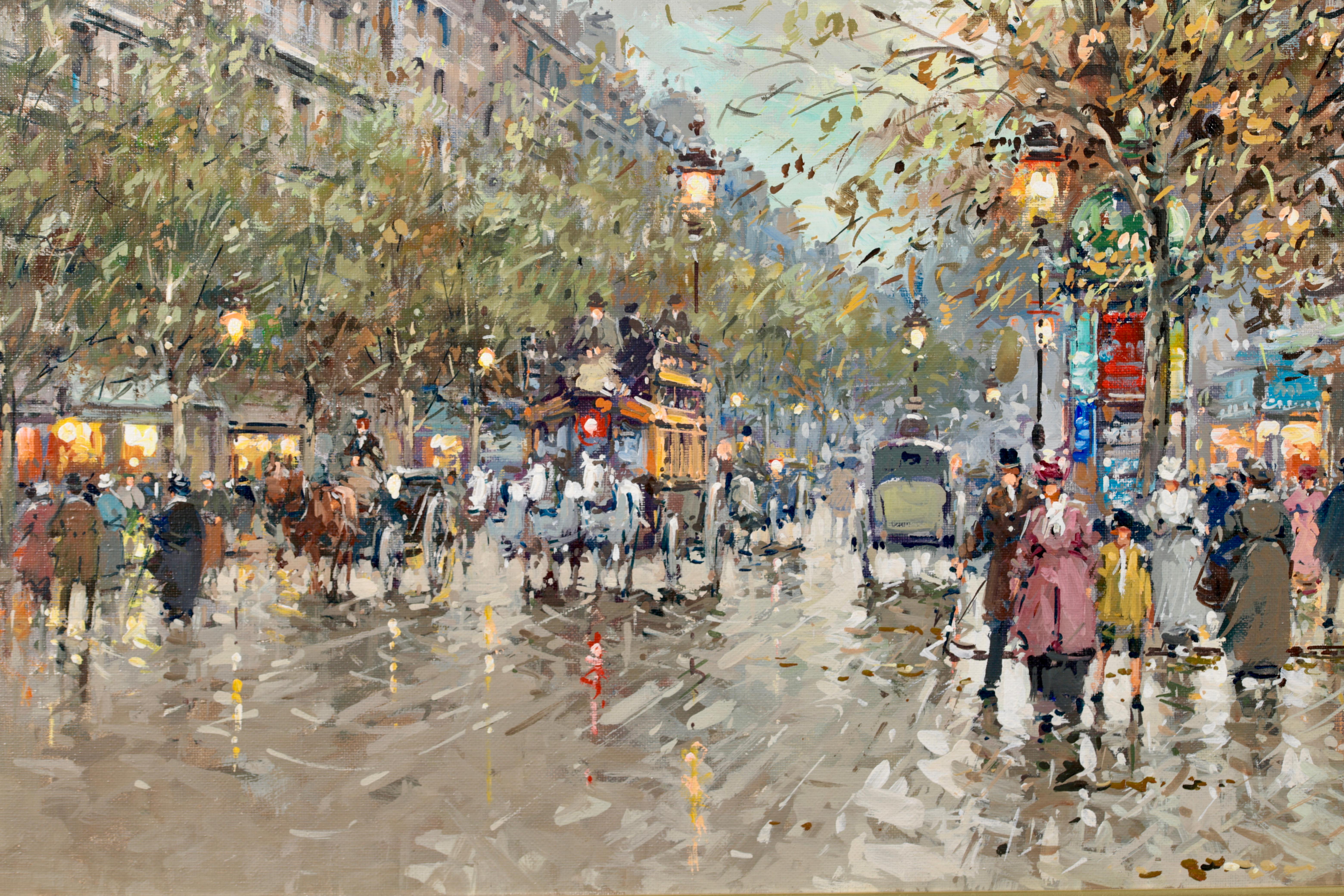 Boulevard Haussmann - Post Impressionist Painting by Antoine Blanchard For Sale 7