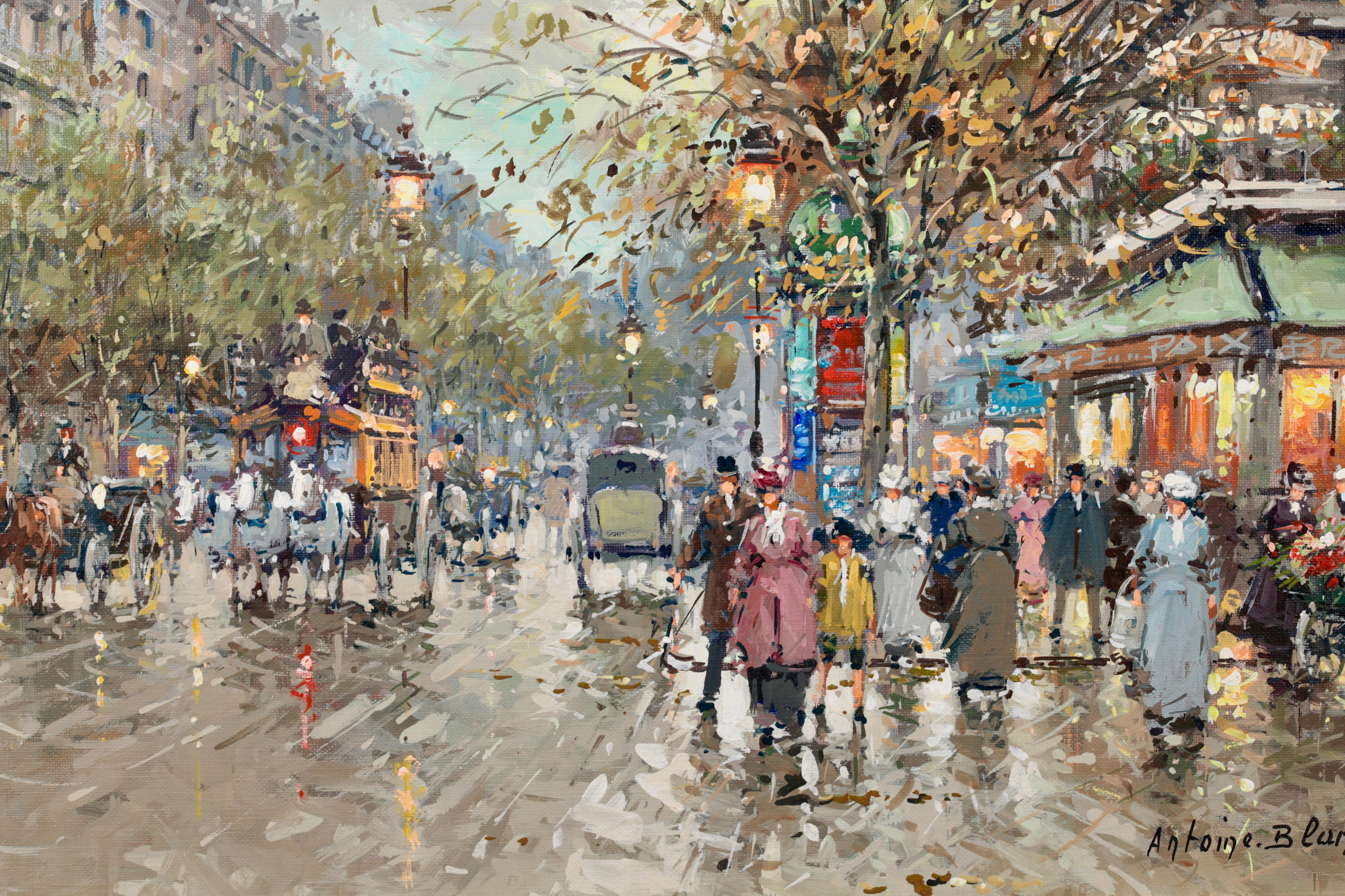 Boulevard Haussmann - Post Impressionist Painting by Antoine Blanchard For Sale 8