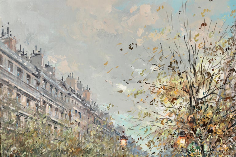 Boulevard Haussmann - Post Impressionist Painting by Antoine Blanchard For Sale 3