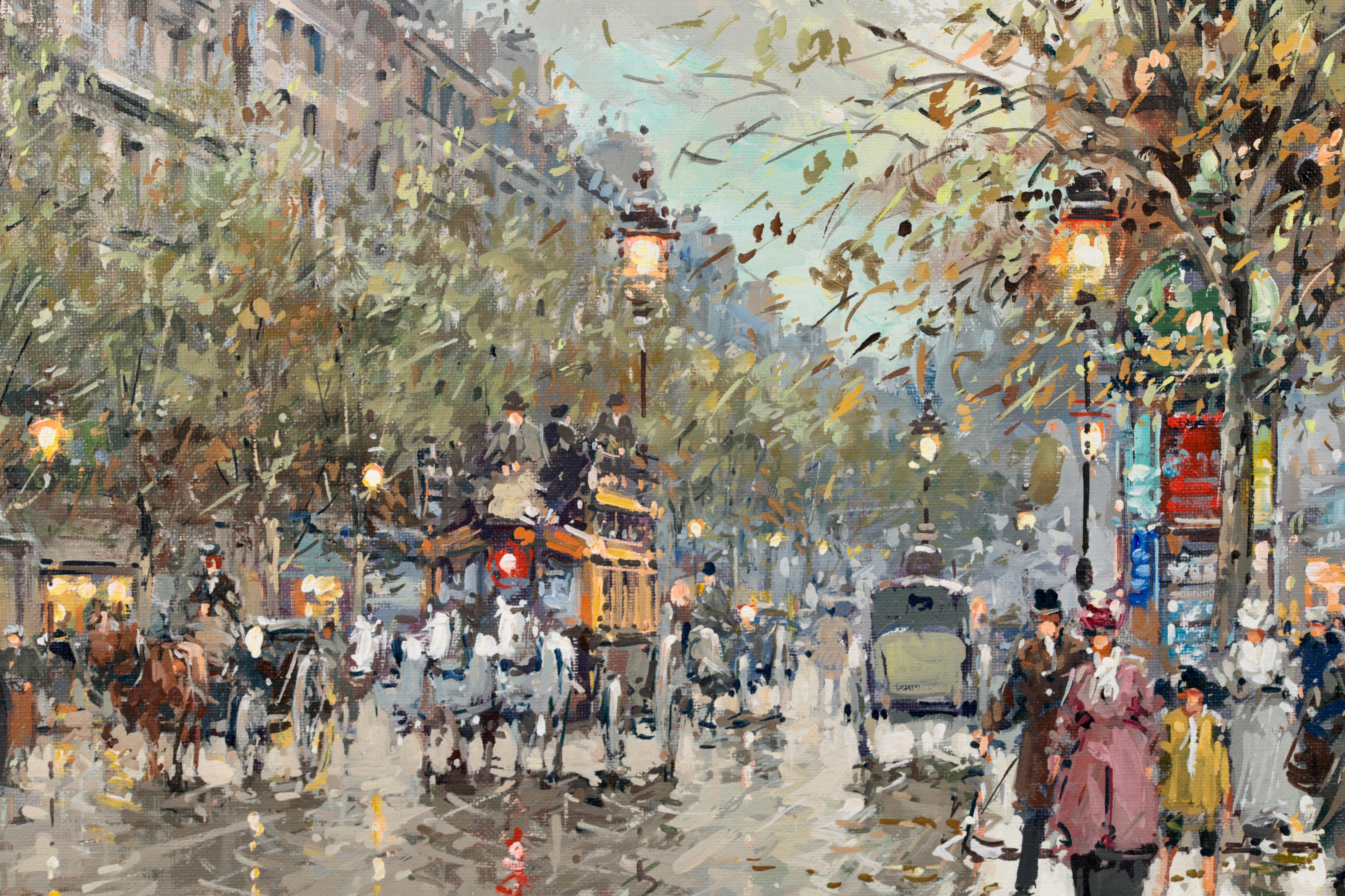 Boulevard Haussmann - Post Impressionist Painting by Antoine Blanchard For Sale 1
