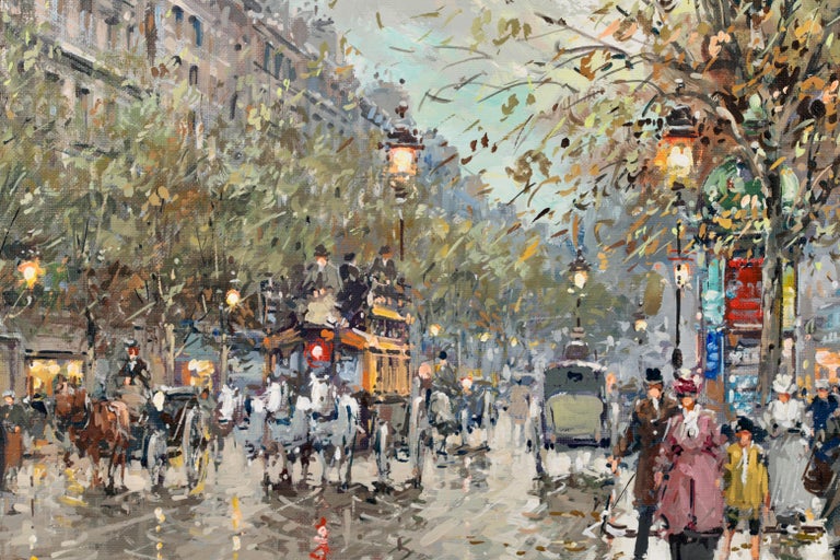Boulevard Haussmann - Post Impressionist Painting by Antoine Blanchard For Sale 4
