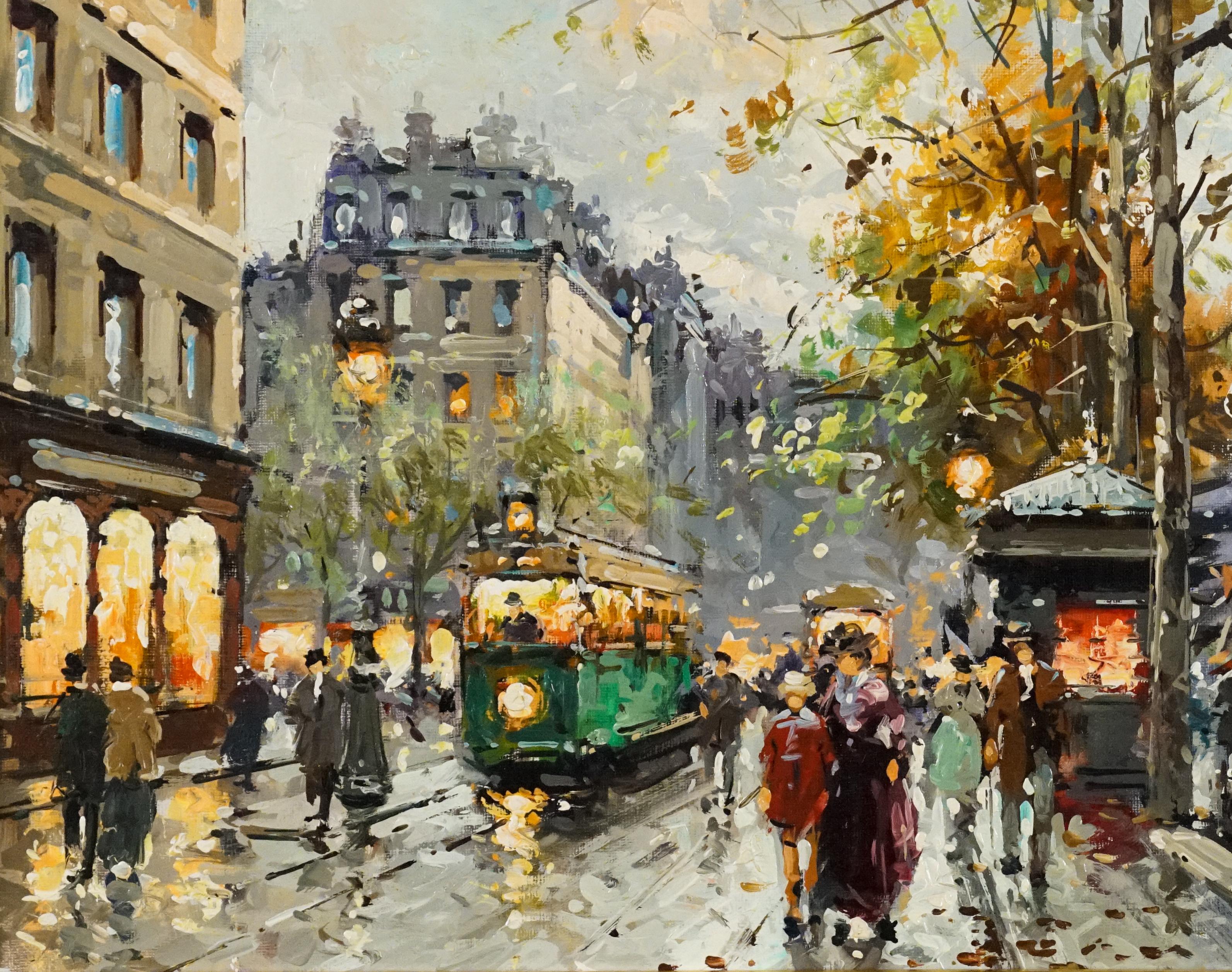 Blumenmarkt, La Madeleine, Paris (Post-Impressionismus), Painting, von Antoine Blanchard